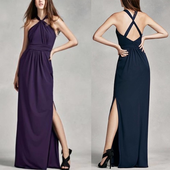 White by Vera Wang Dresses & Skirts - White Vera Wang Blue Long Halter Maxi Dress